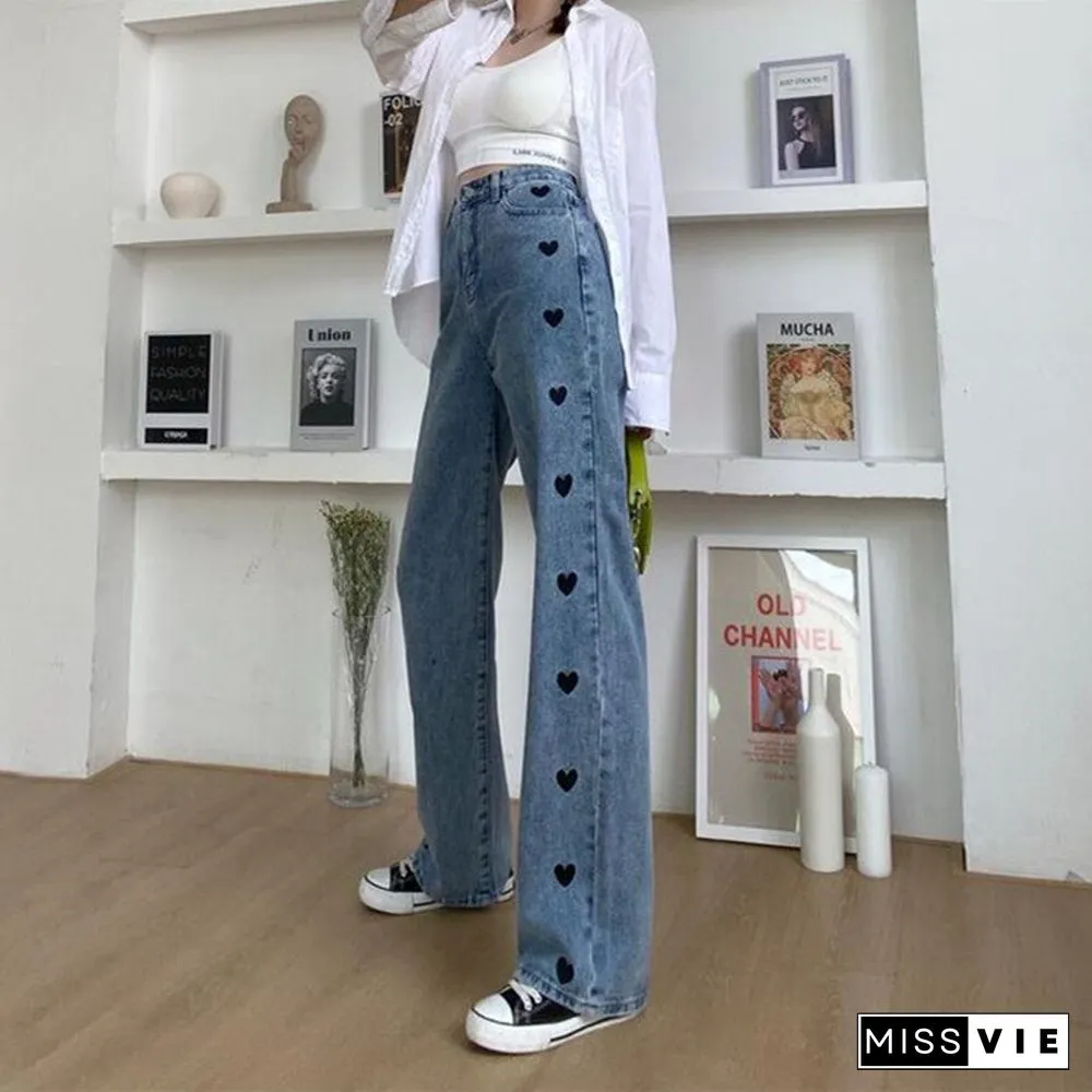Womans High Waisted Jeans, Wide Leg Denim Clothing, Blue Streetwear, Vintage Quality
