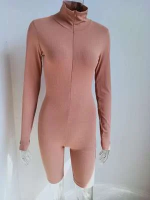 Uveng Zipper Stretch Turtleneck Embroidered Street Hipster Slim Fit Fitness Jumpsuit Yoga Suit