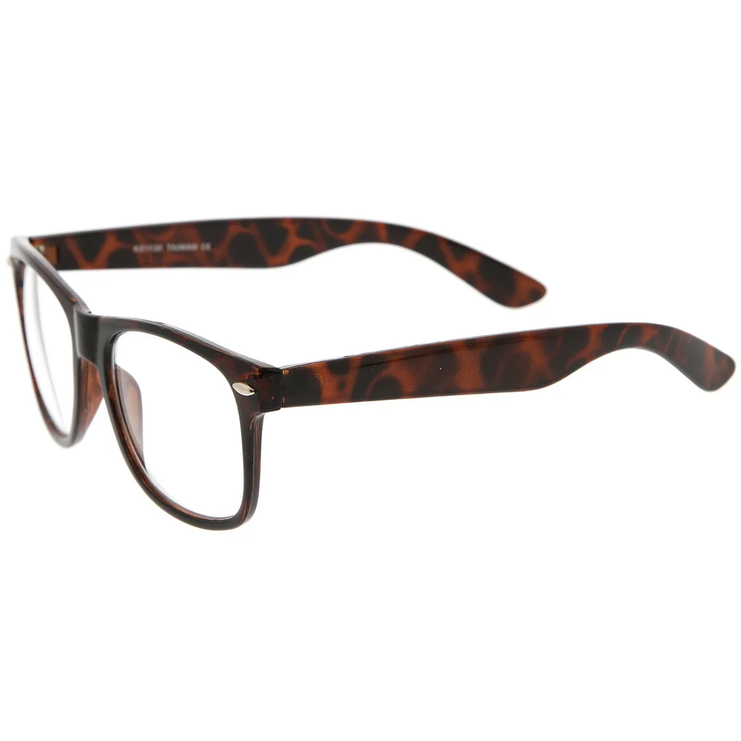 Retro Wide Temple Clear Lens Horn Rimmed Eyeglasses 54mm