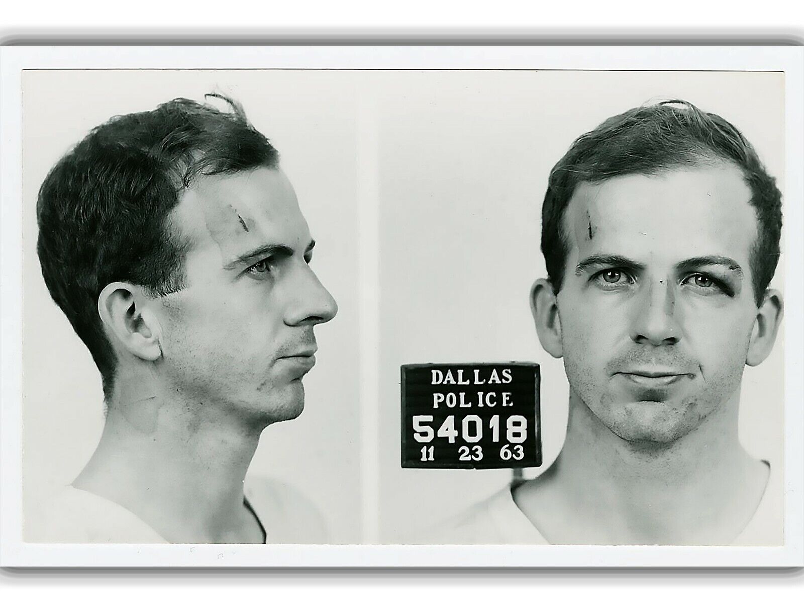 PRESIDENT JFK JOHN F KENNEDY 1963 DALLAS LEE HARVEY OSWALD 8.5X11 Photo Poster painting MUGSHOT