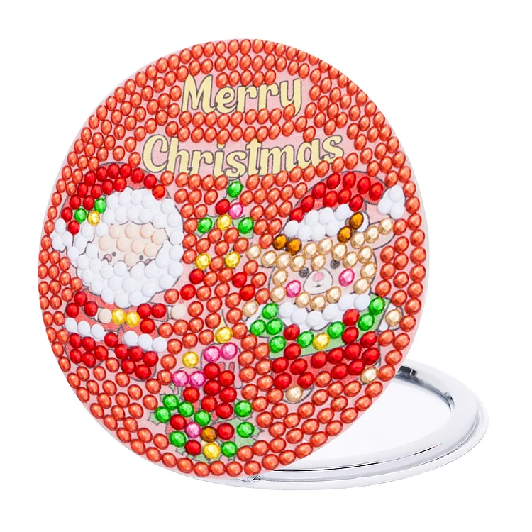 Double Sided Special Shape Diamond Pocket Mirror Santa for Adults Kids Beginners