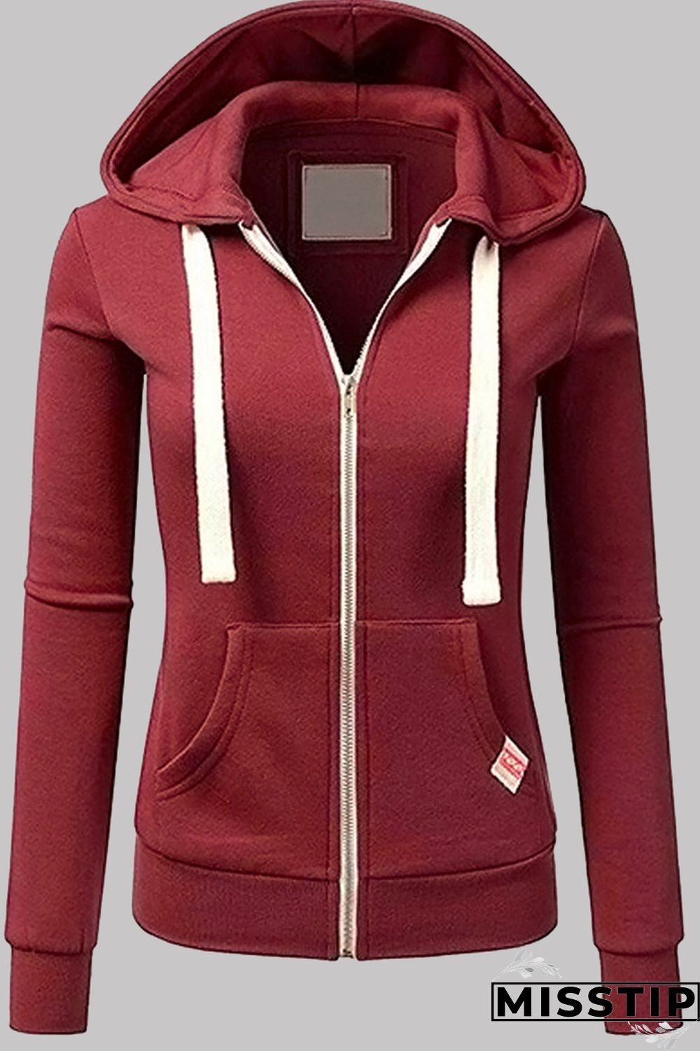 Light Blue Fashion Casual Solid Patchwork Zipper Hooded Collar Outerwear