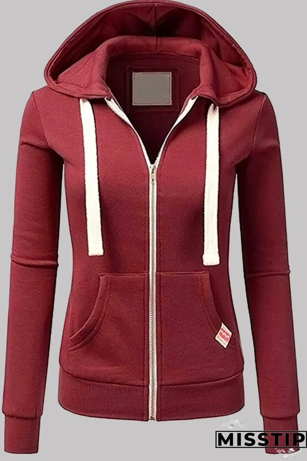 Light Blue Fashion Casual Solid Patchwork Zipper Hooded Collar Outerwear