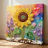 (25x25cm)DIY Pearl Painting Sunflower Framed Handmade Pearl Material Art Kit Living Room Decor