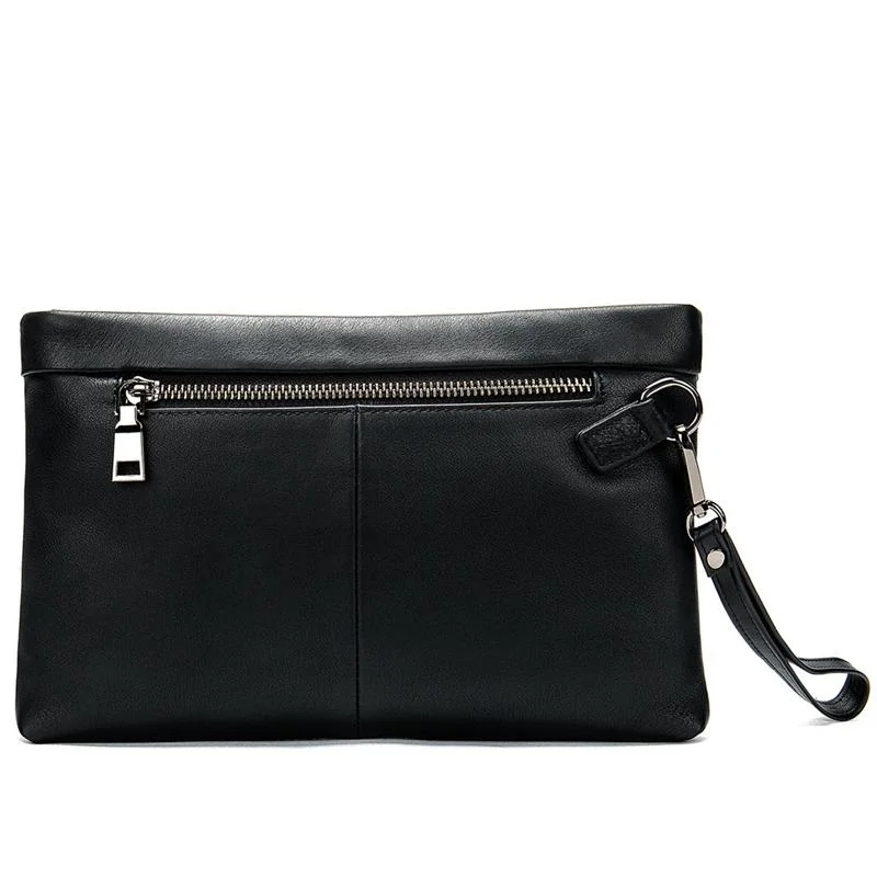 Business Waterproof Plain Soft Leather Clutch Bags