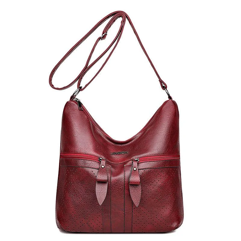 Vintage Wash Leather Messenger Bag Women's Large Capacity Middle-aged Mother Bag Women's Shoulder Bag