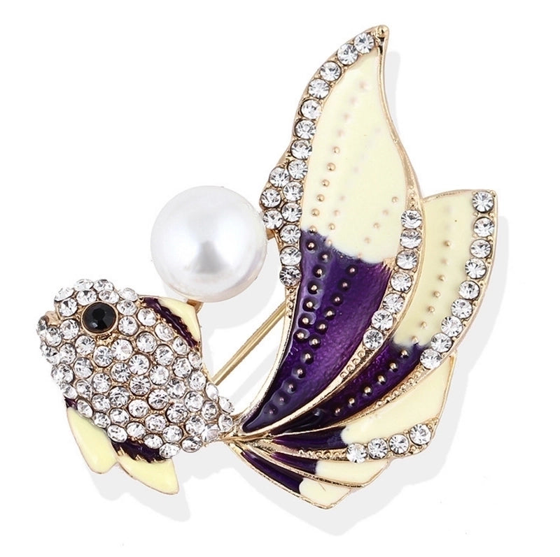 Fashion Pin Fish Alloy Plating Metal Zircon Women’S Brooches