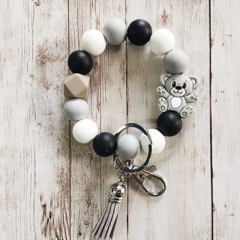 Classic Style Animal Alloy Wooden Beads Silica Gel Bag Pendant Bracelets Keychain