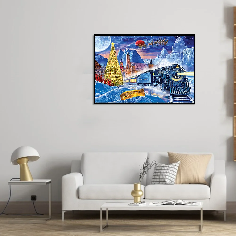 Diamond Painting - Full Round Drill - Christmas Train(50*40cm)