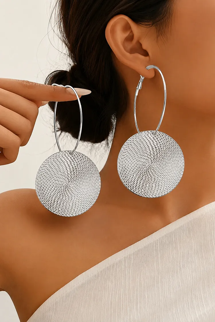 Retro Gold Woven Textured Exaggerated Hoop Earrings 2024 - Xpluswear