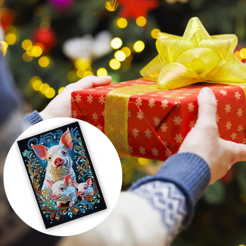 Pig Special Shaped A5 5D DIY Diamond Art Painting Notebook Kit for Friends