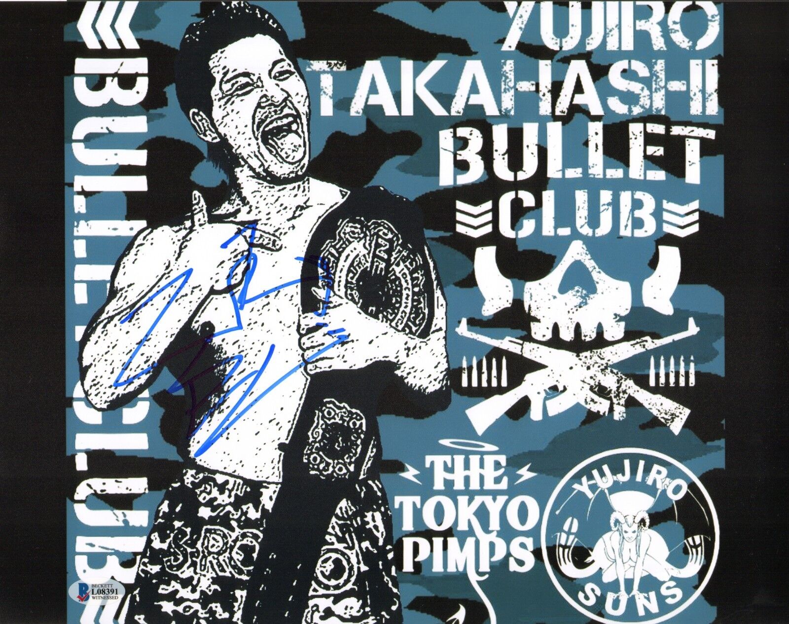 Yujiro Takahashi Signed 11x14 Photo Poster painting BAS COA5 Bullet Club New Japan Pro Wrestling