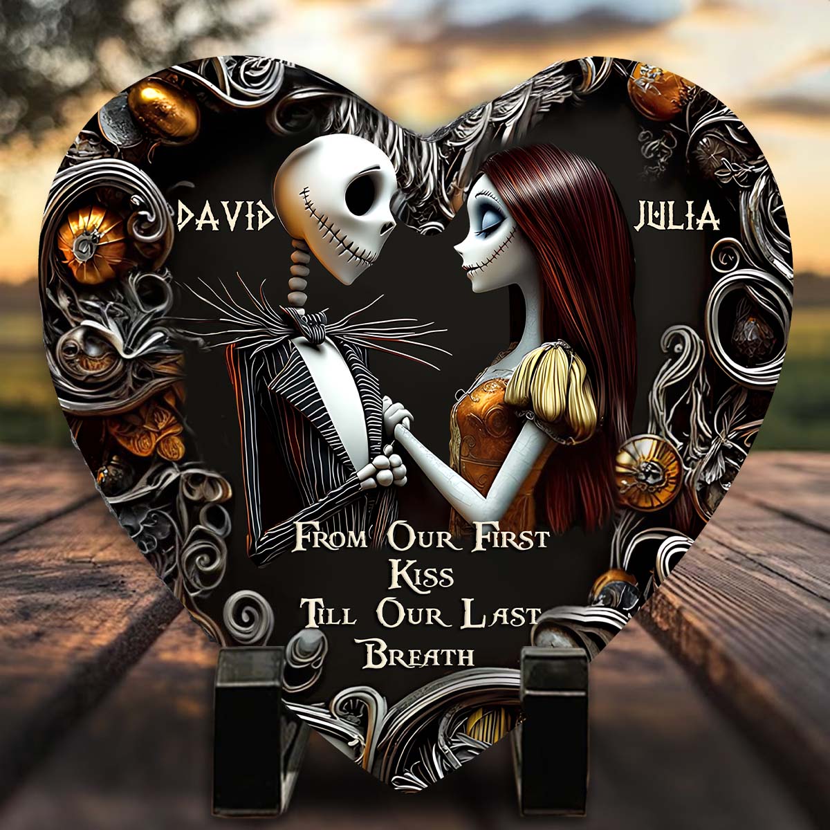 Loveyoufancy Till Dead Do Us Part - Personalized Nightmare Heart Shaped Stone