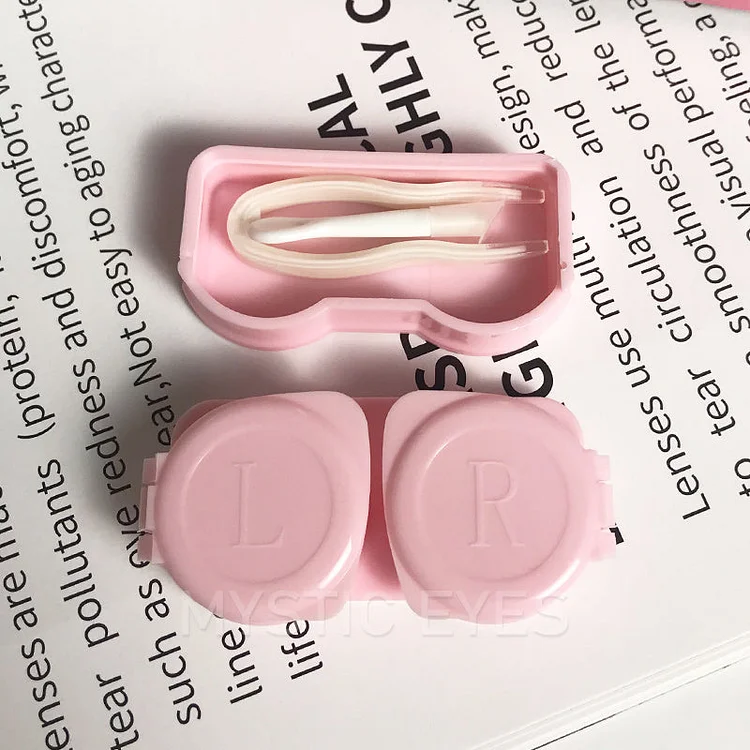 Double Layer Rectangle Pink Contact Lens Case