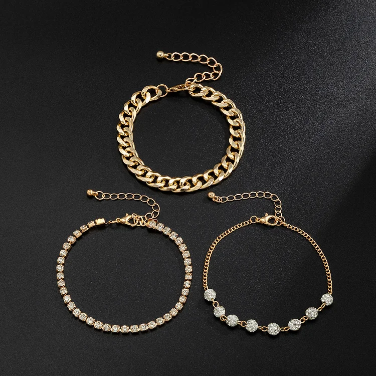 Fashion Diamond Chain Bracelet Set