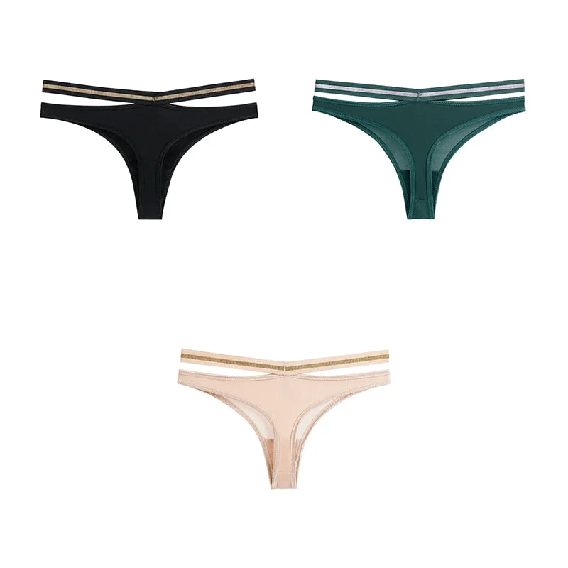 3pcs Seamless Underwear For Woman Sexy Thongs Women's Lingerie Bikini Sports Female Panties Ice Silk Woman Intimates BANNIROU