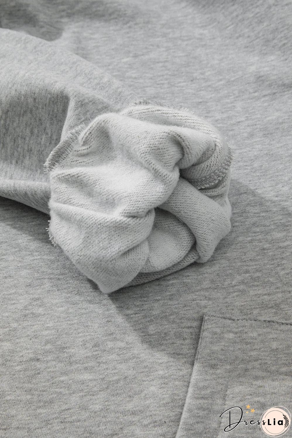 Light Grey Fleece Lined Half Zipper Kangaroo Pockets Loose Hoodie