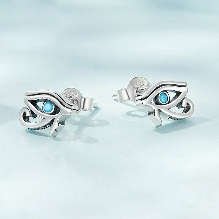 Olivenorma Sterling Silver S925 Turquoise Eye Of Horus Earrings