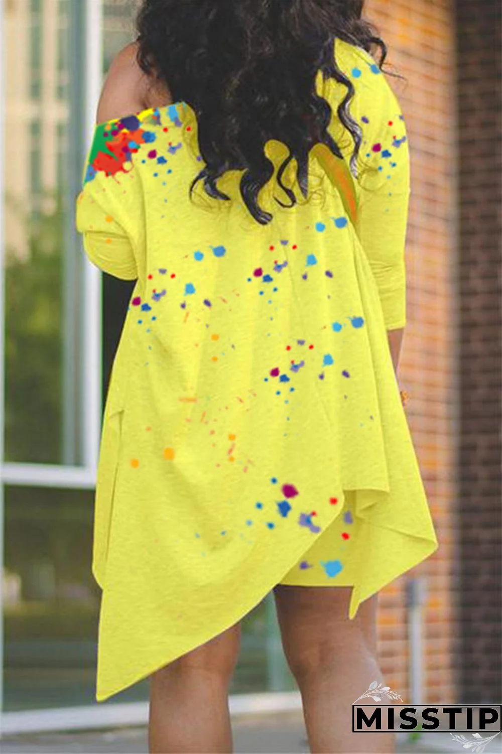 Burgundy Fashion Casual Print Basic Asymmetrical Oblique Collar Long Sleeve Two Pieces