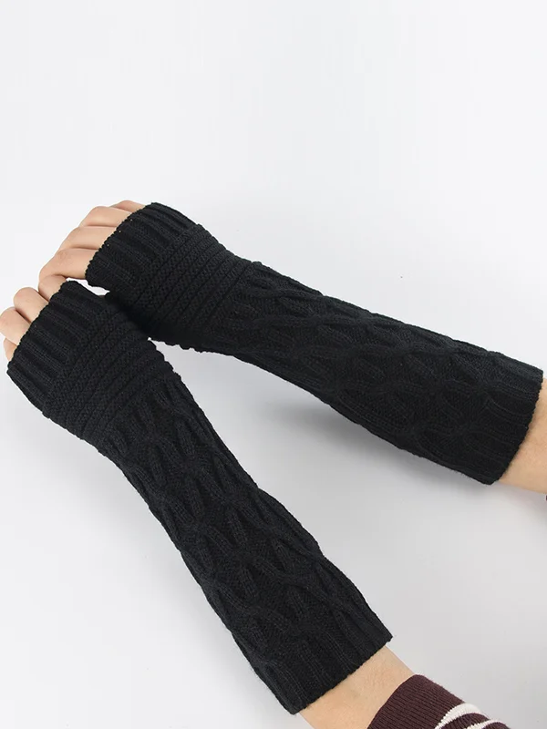 Solid Color Keep Warm Jacquard Knitted Sleevelet
