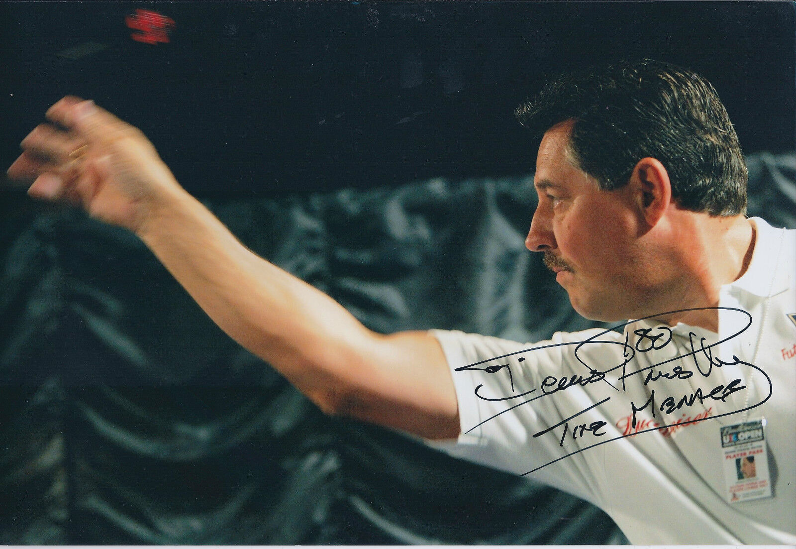 Dennis PRIESTLEY Signed 12x8 Autograph Photo Poster painting AFTAL COA Darts The Menace