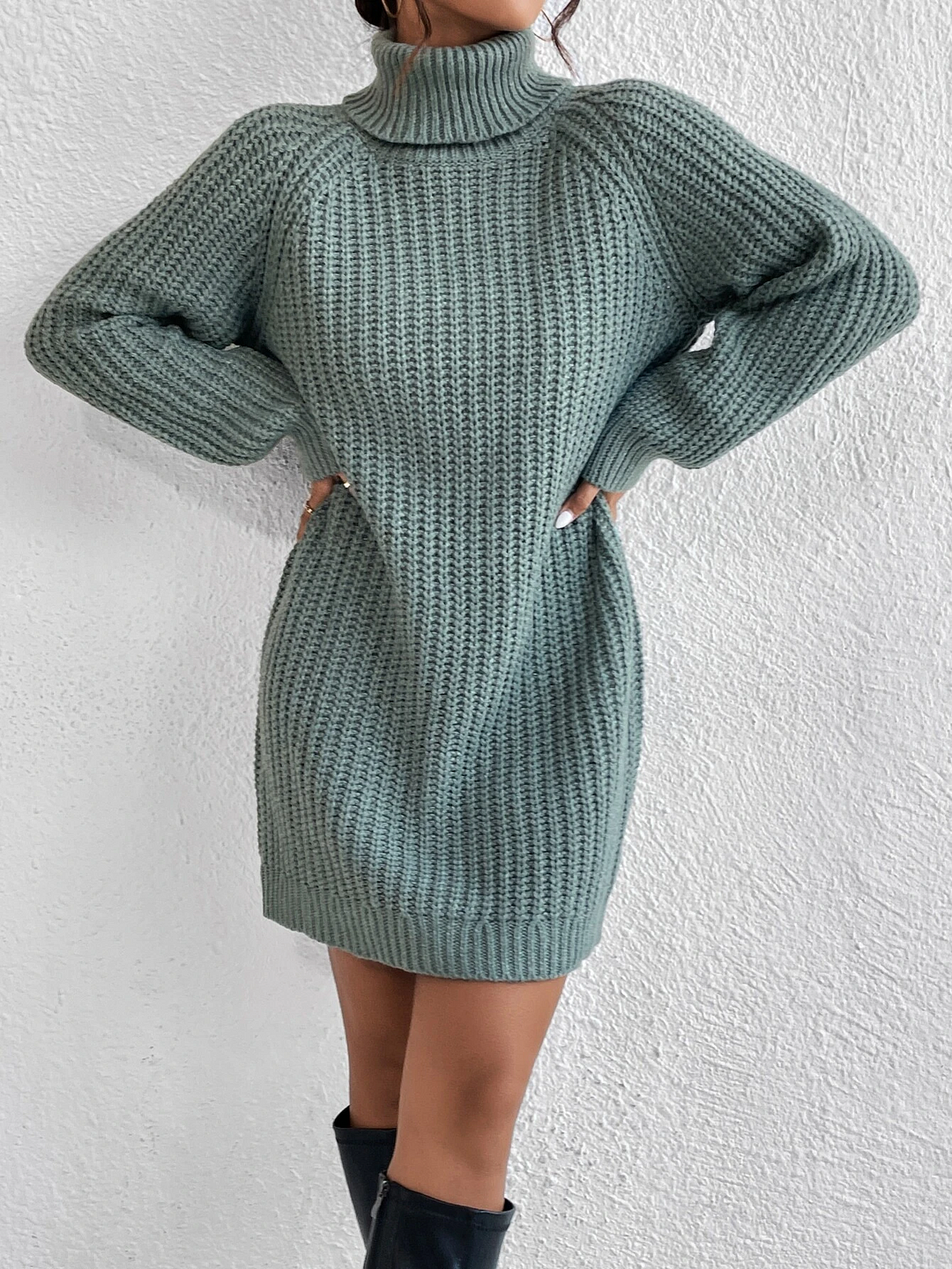 Frenchy Turtleneck Raglan Sleeve Jumper Dress