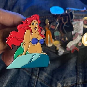 pornhint Pornhint Tan Little Mermaid Ariel Beautiful Positive Plus Size BBW Enamel Jacket Pin Gift for Her Disney