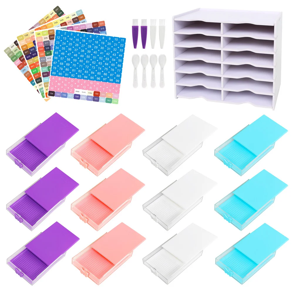 12 Grids Diamond Painting Accessories Kits with Diamond Box for Small Size Trays