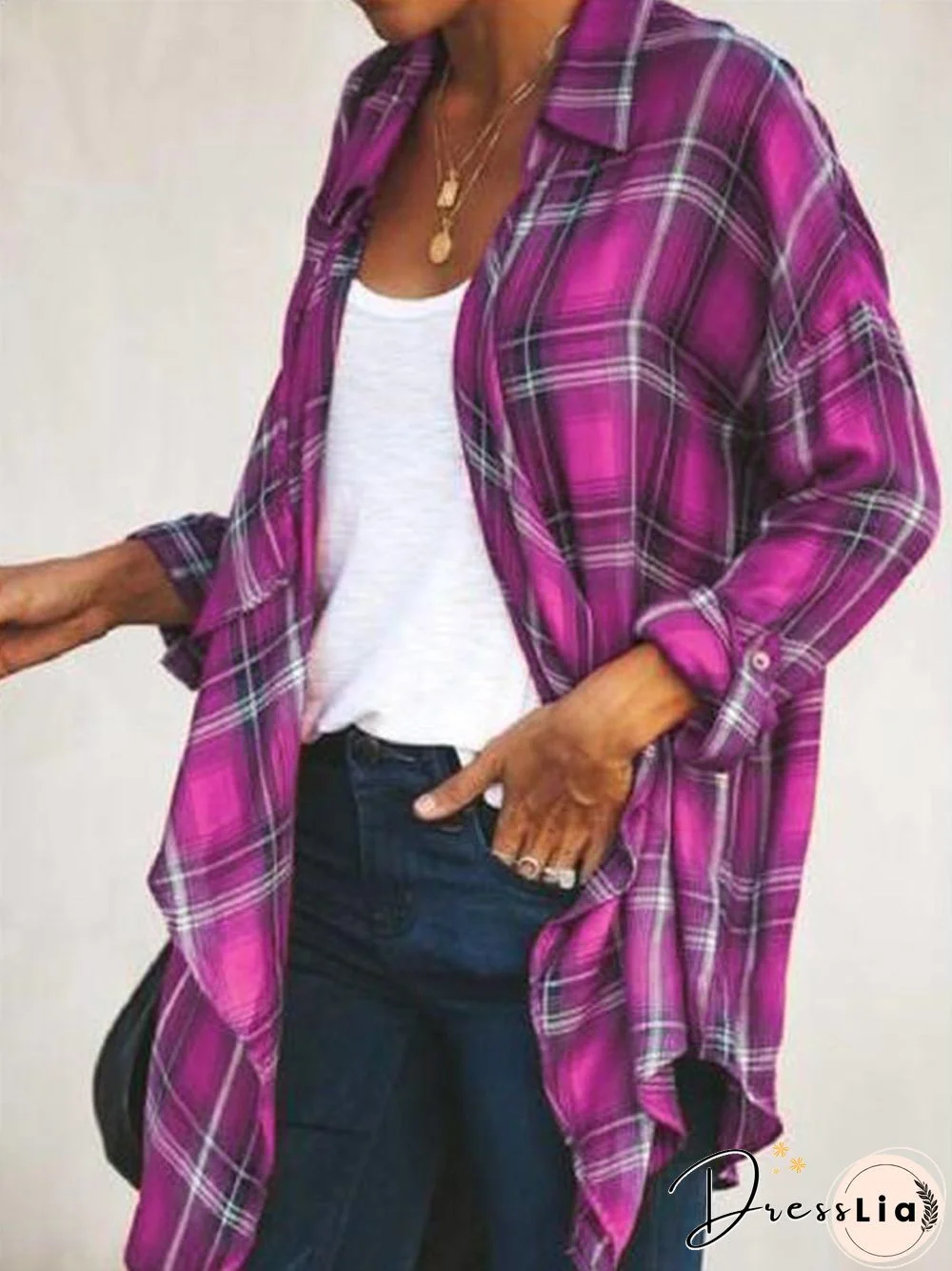 Cotton-Blend Long Sleeve Blouse