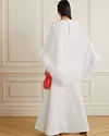 Christelle Cape-Effect Feather-Trimmed Crepe