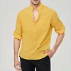 Gioiacombo&trade; Camicia Henley a maniche lunghe in cotone tinta unita da uomo