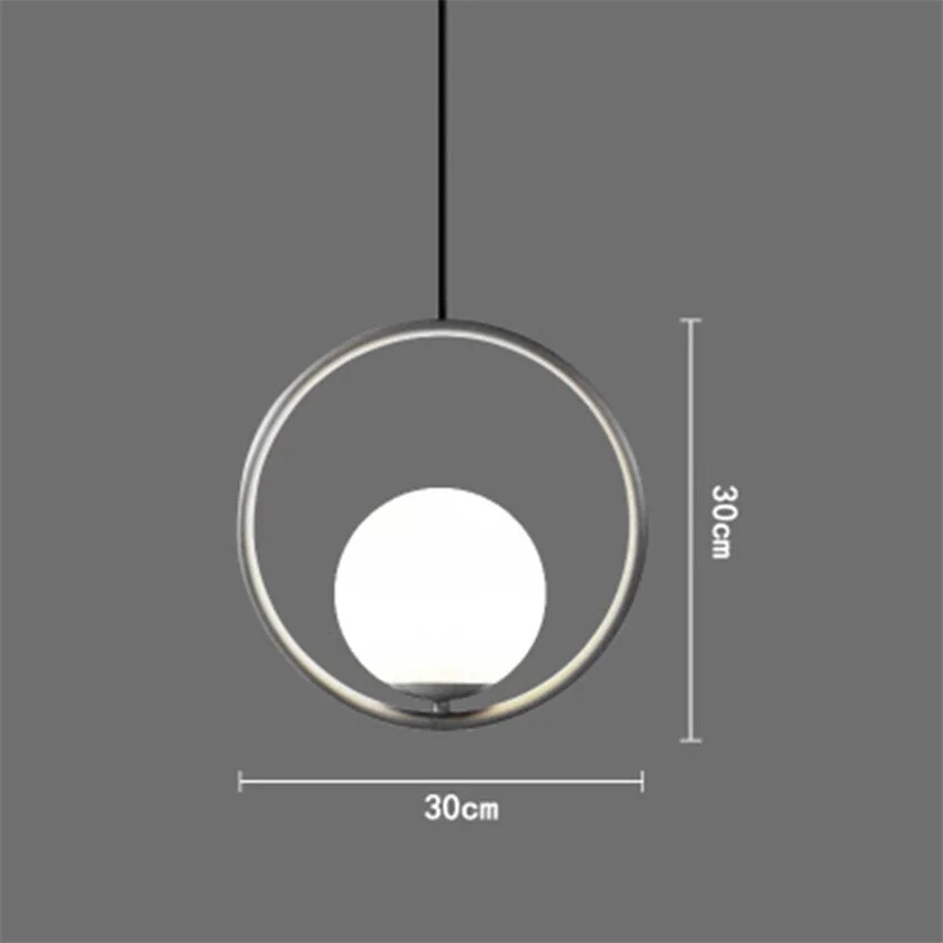 Post Modern LED Pendant Lamp Art Circle Glass Ball Pendant Lights Living Room Bedroom Lighting Indoor Decor Bedside Hanging Lamp