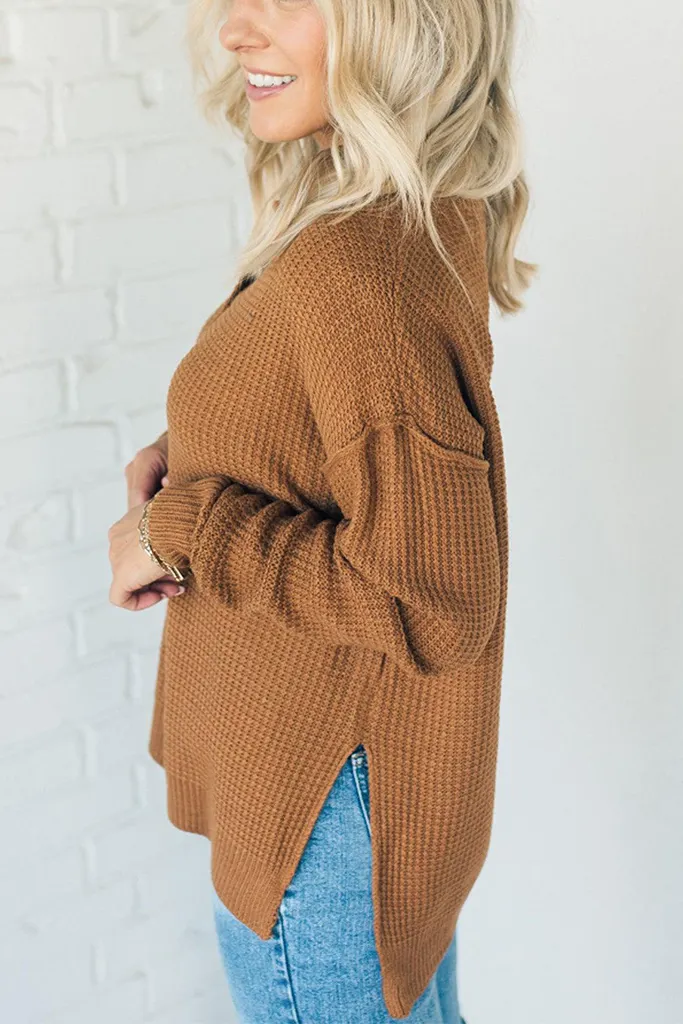 Alaina Waffle Patchwork Oversize Sweatshirt