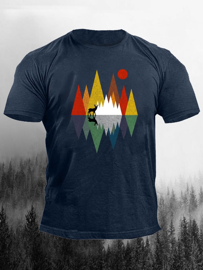 Geometric Mountains Elk Printed T-Shirt in  mildstyles