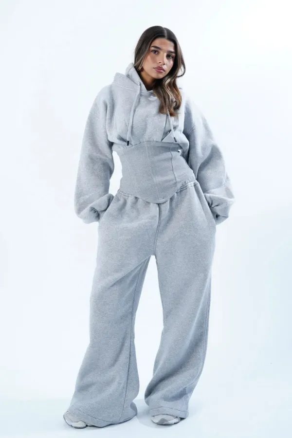Soft Hug Corset Hoodie & Wide-Leg Tracksuit Set