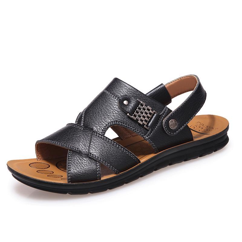 Dacomfy Men Summer Fashion Leather Beach Sandals 