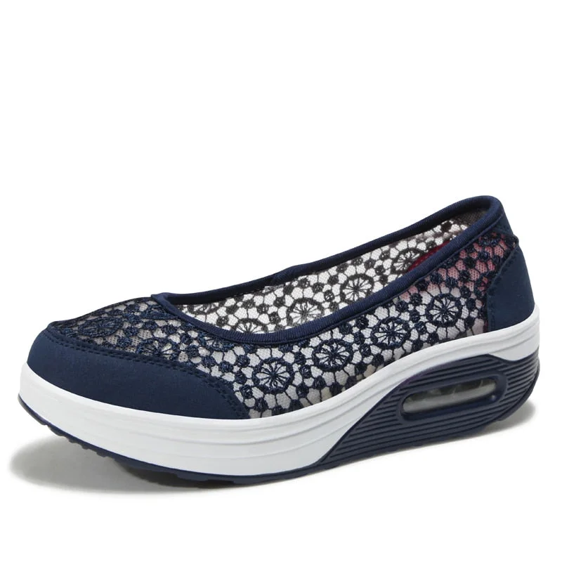 2022 Spring Summer Women Shoes Breathable Mesh Woman Flats Shoe Platform Ladies Sneakers Slip On Swing Ladies Footwear