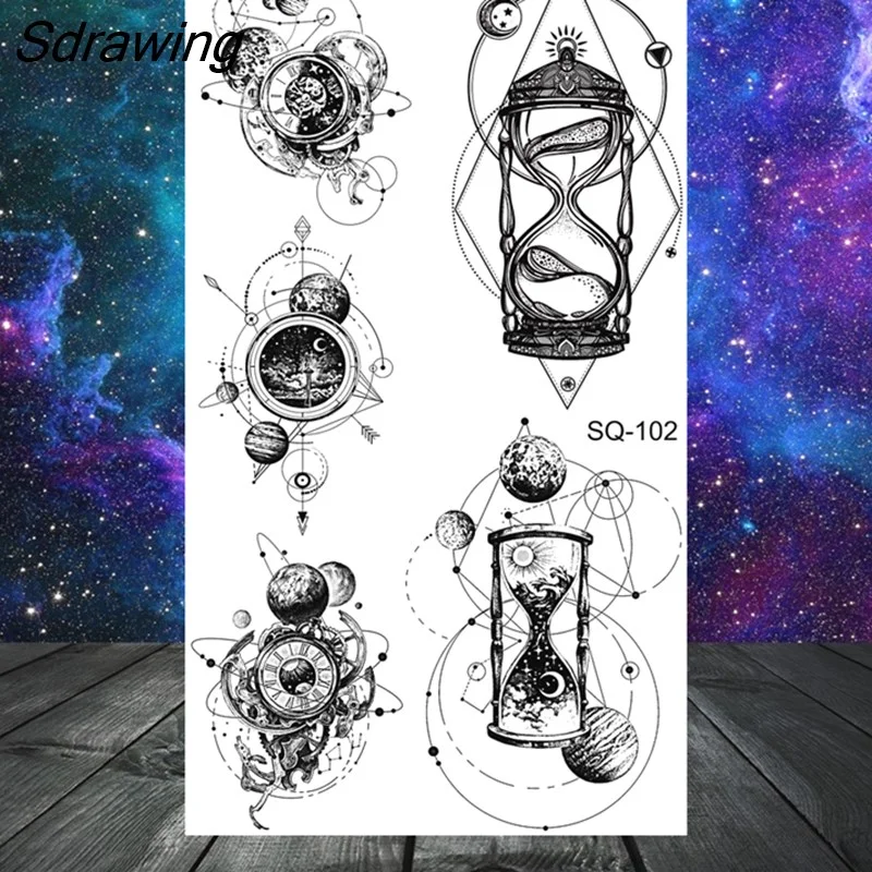 Sdrawing Mountain Temporary Tattoos For Women Adult Crown Wings Butterfly Flower Cros Henna Fake Tattoo Small Tatoo Paper