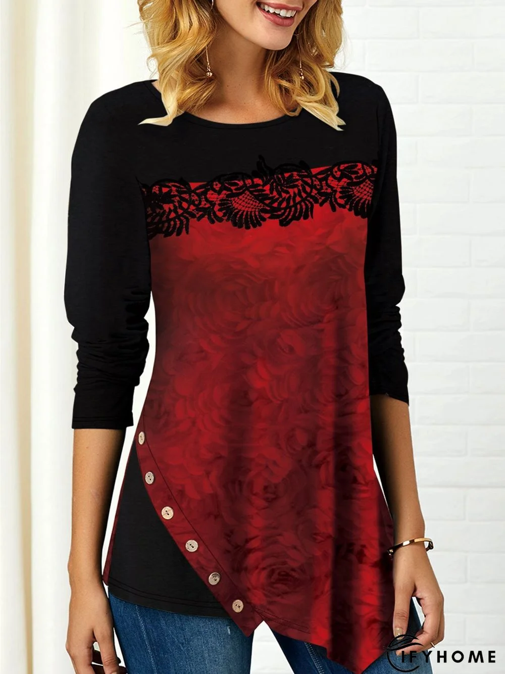 Cotton-Blend Cowl Neck Long Sleeve T-shirt | IFYHOME