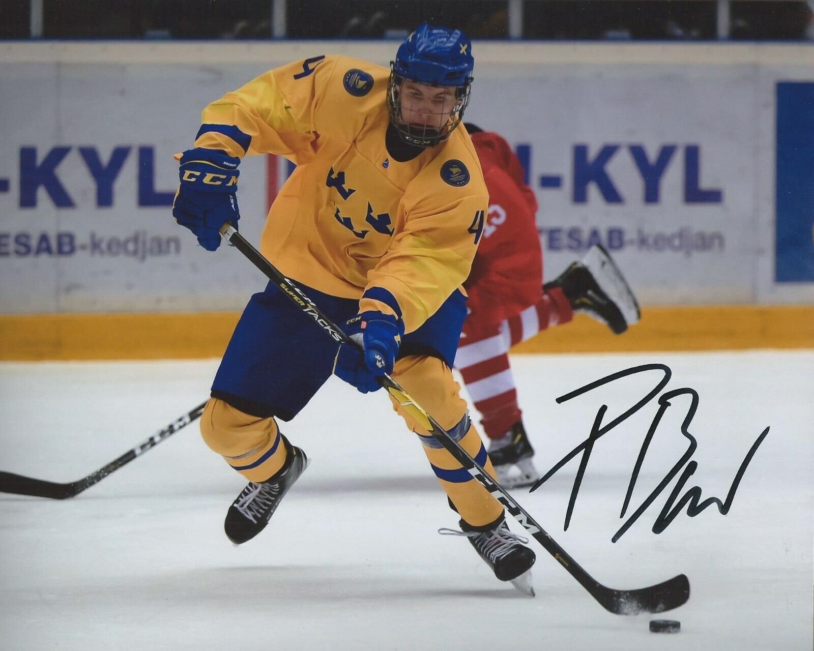 Philip Broberg Signed 8x10 Photo Poster painting Team Sweden World Juniors Autographed COA