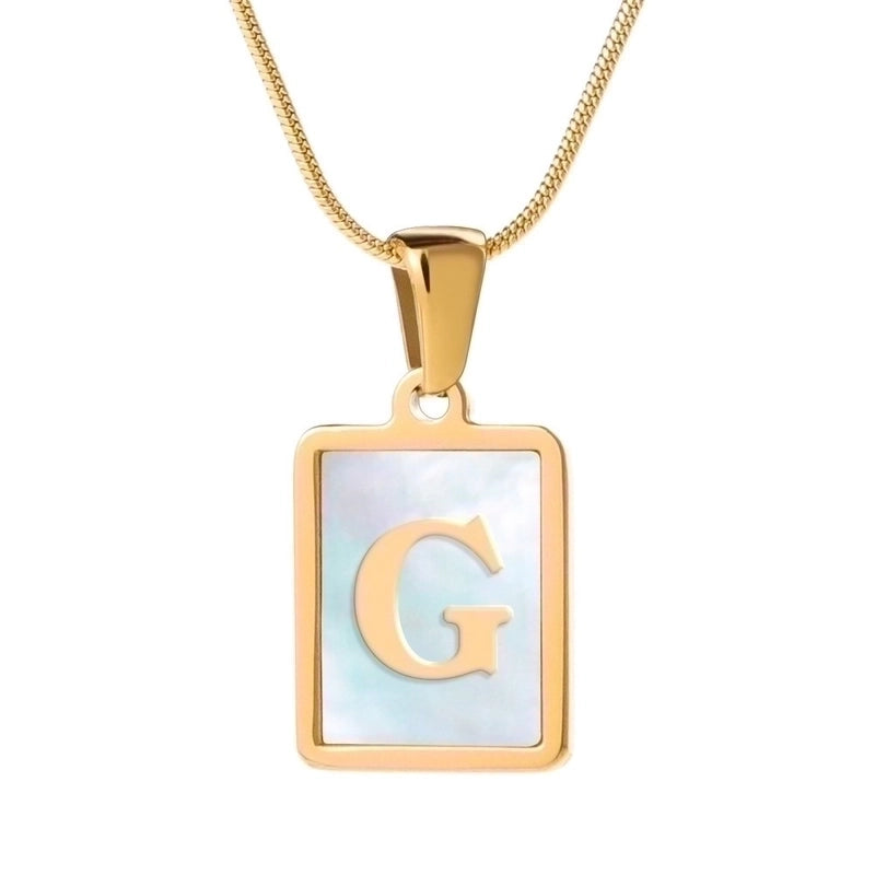 Stainless Steel 18K Gold Plated Casual Commute Plating Inlay Letter Shell Pendant Necklace