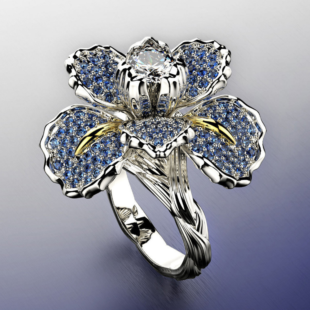 

Crystal Gemstone Flower Engagement Ring for Women Men Party Gift (US 8, 501 Original