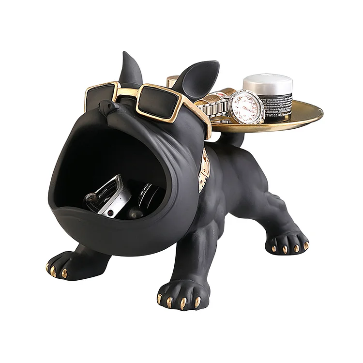 【Ornament】Home Decor Resin Ornaments-Dog Bulldog Tray gbfke