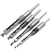 4PCS Square Hole Drill Bits 6.4/8/9.5/10/12.7mm for Precise Woodworking