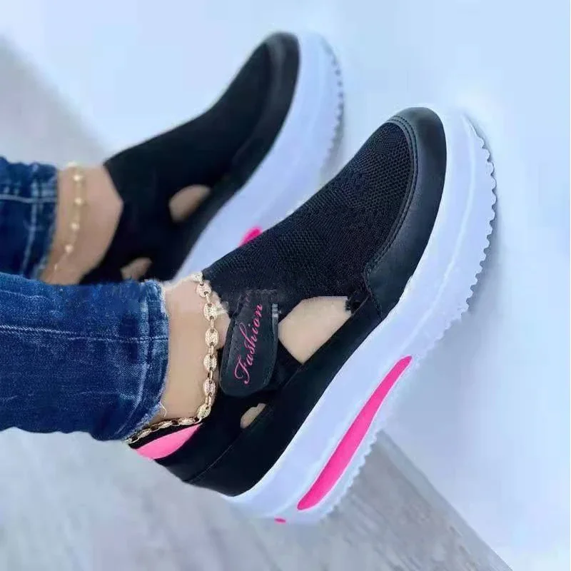 Qengg Sneakers Women 2022 Summer New Breathable Mesh Wedge Casual Sport Shoes Size 43 Non slip Woman Vulcanize Shoes
