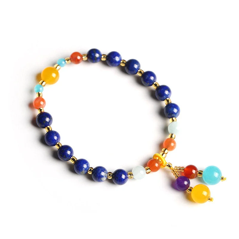 Natural Lazurite Bead Luck Charm Bracelet