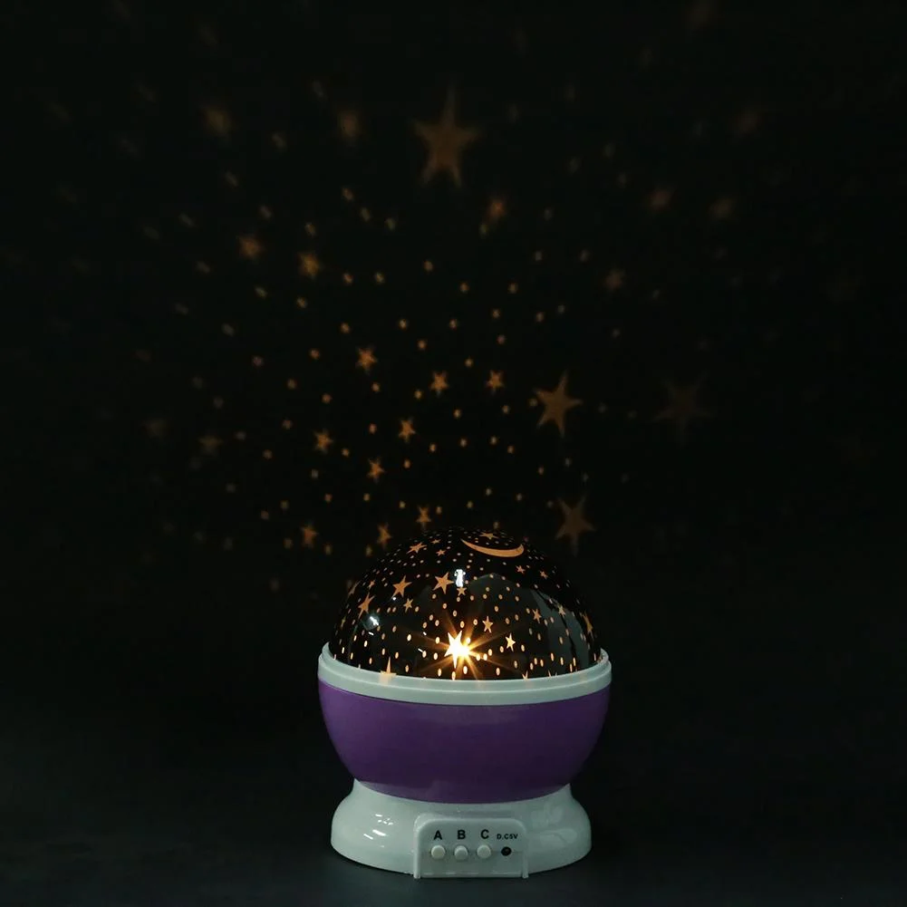 Rotating Projector Starry Night Lamp Projection LED Lights Xmas Gift(Purple