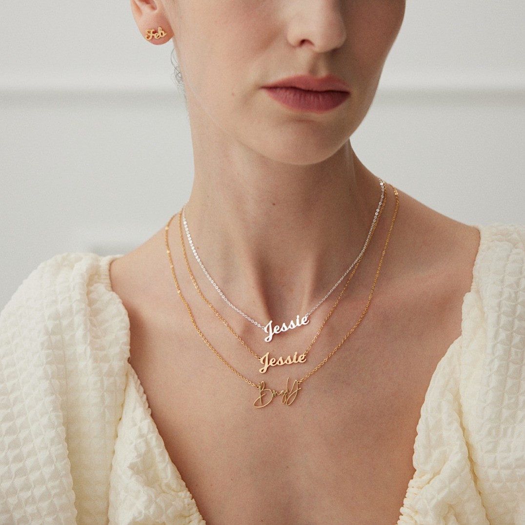 Custom Name Necklace Gold Plated