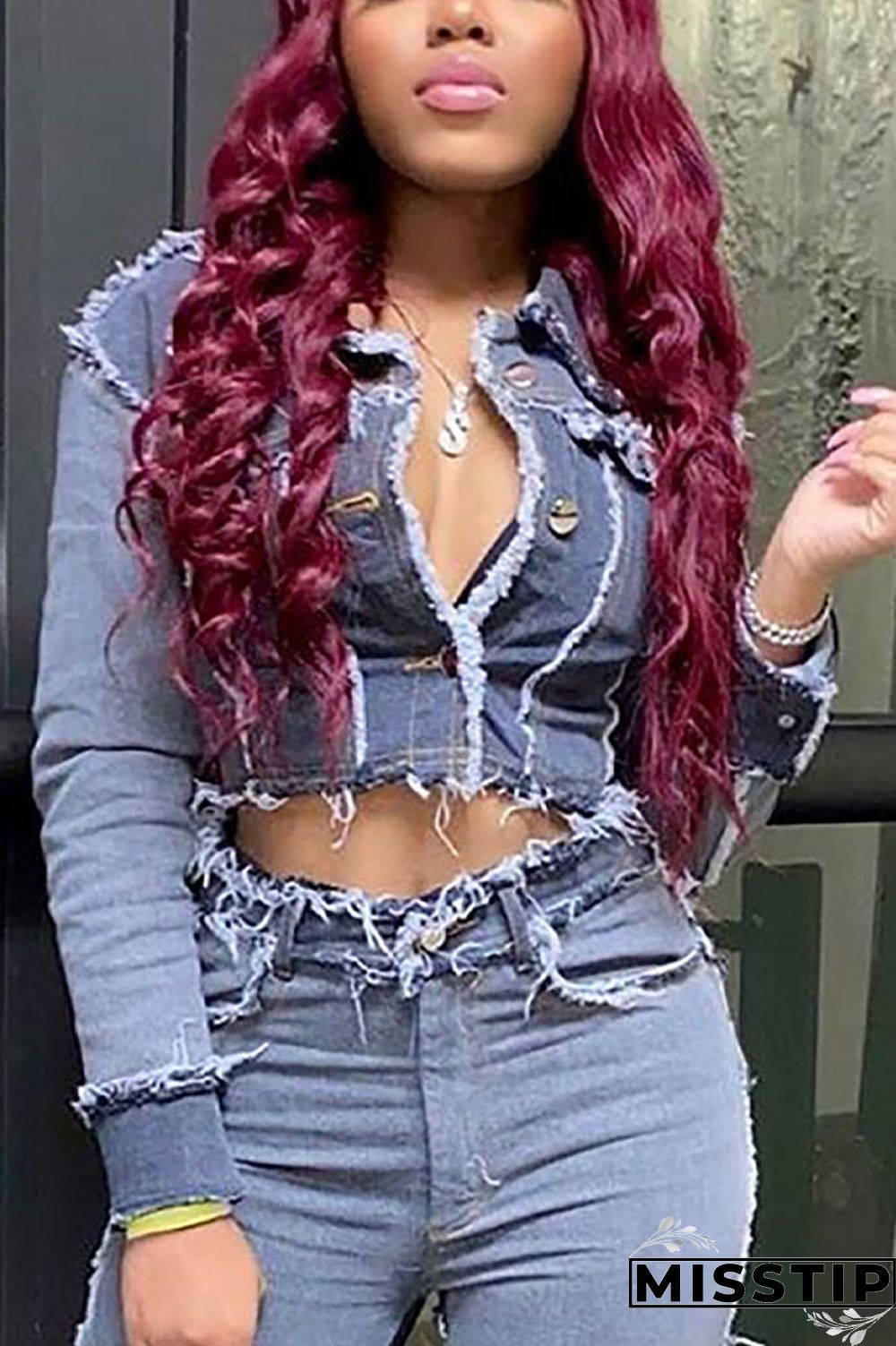 Grey Fashion Casual Long-sleeved Short Denim Jacket
