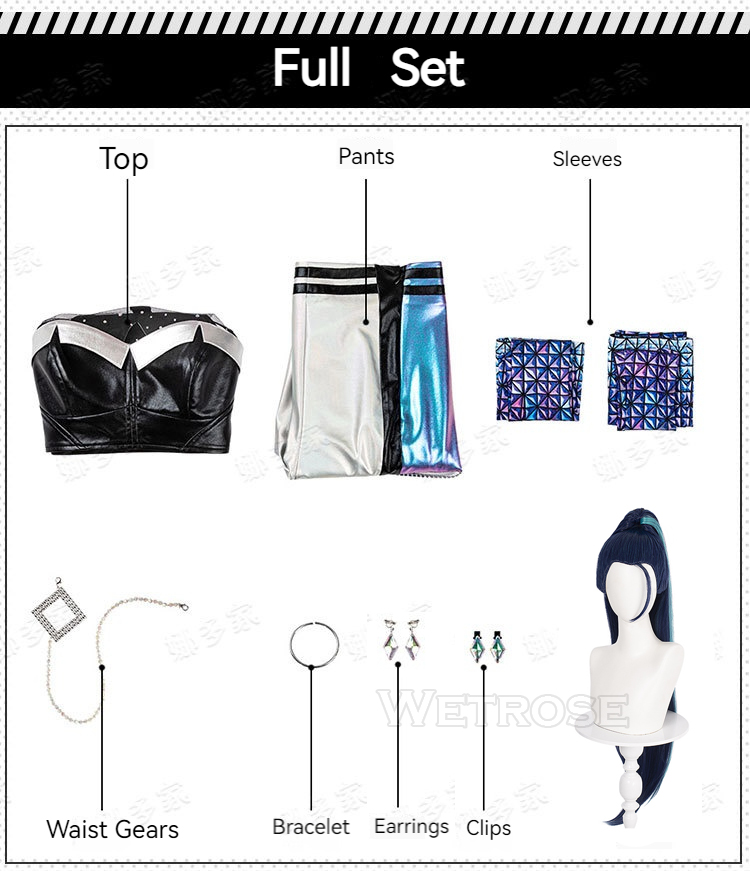 [Wetrose] K/DA  Kaisa Legend of League Cosplay Costume All Out Kai'Sa LOL Pop Star Wig Full Set